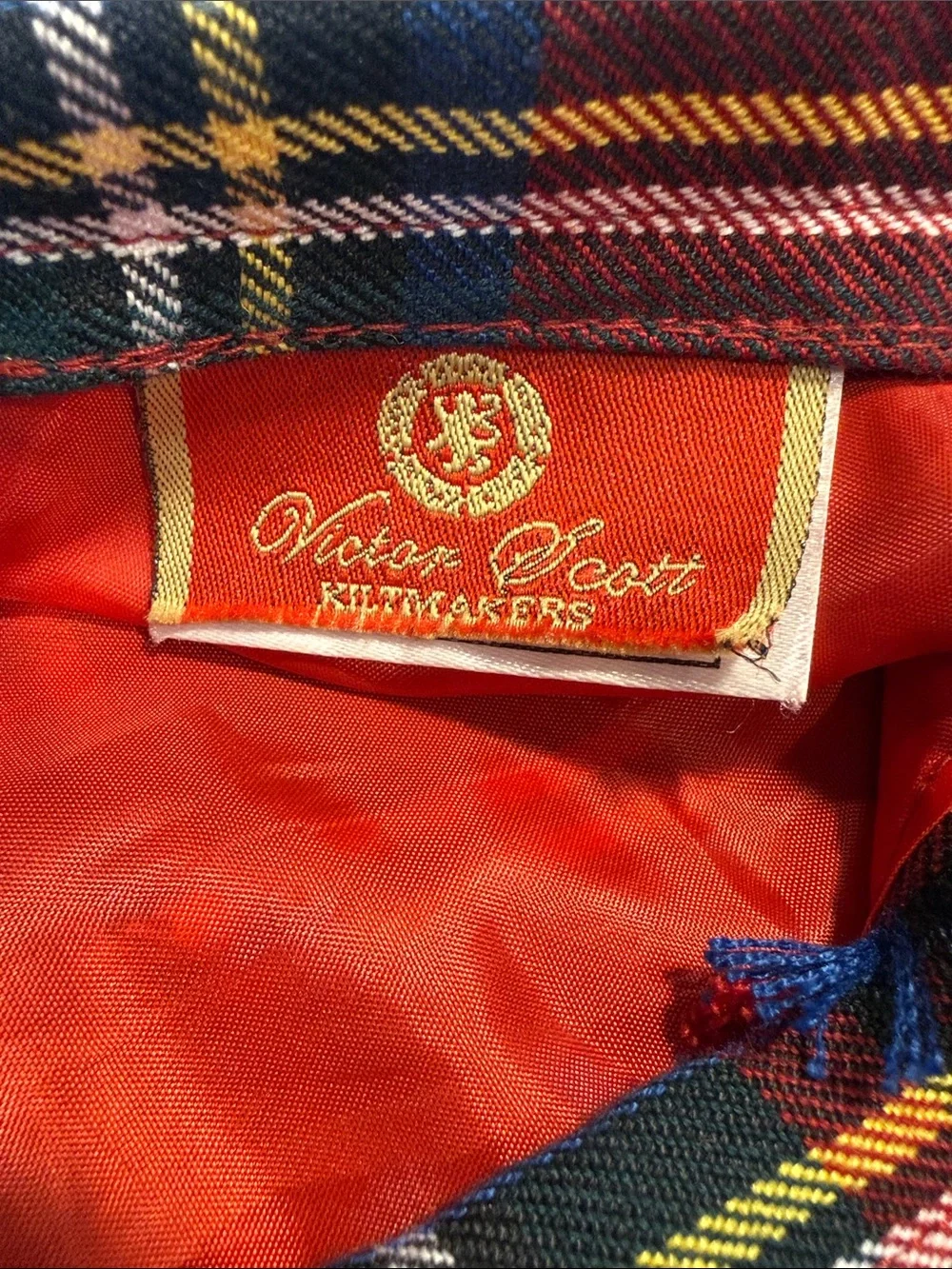 Youth Red Tartan Kilt, Wrap with buckles, Victor Scott Kiltmakers, Age 9-10